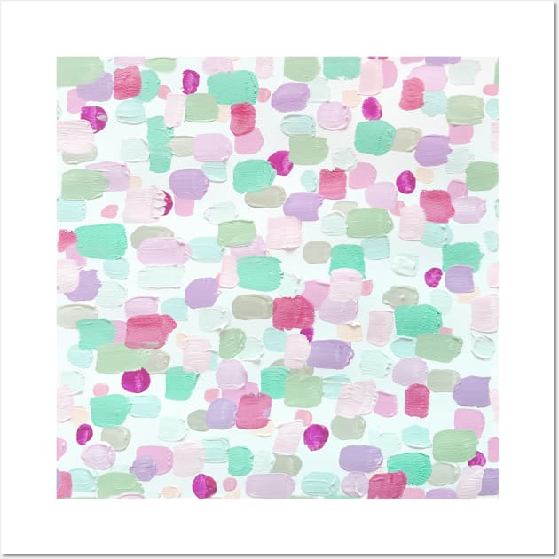 Mint Green, Pink and Lilac - I Love To Paint Aesthetic Pastel Paint Brush Strokes Wall Art by YourGoods